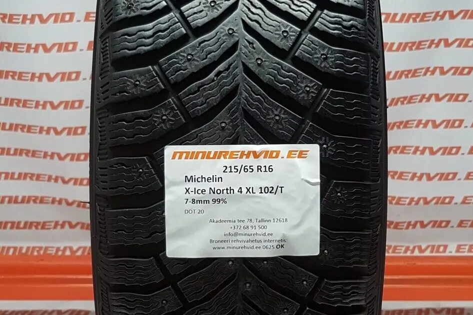 Подержанный шипованная шина 215/65R16 Michelin X-Ice North 4 XL 102/T