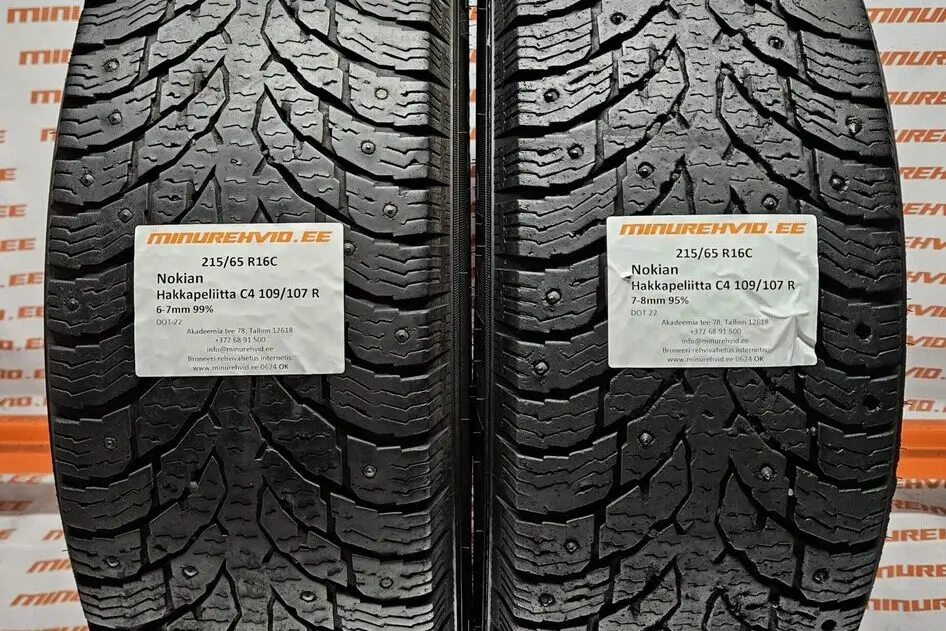 Подержанный шипованная шина 215/65R16 Nokian Hakkapeliitta C4 109/107 R