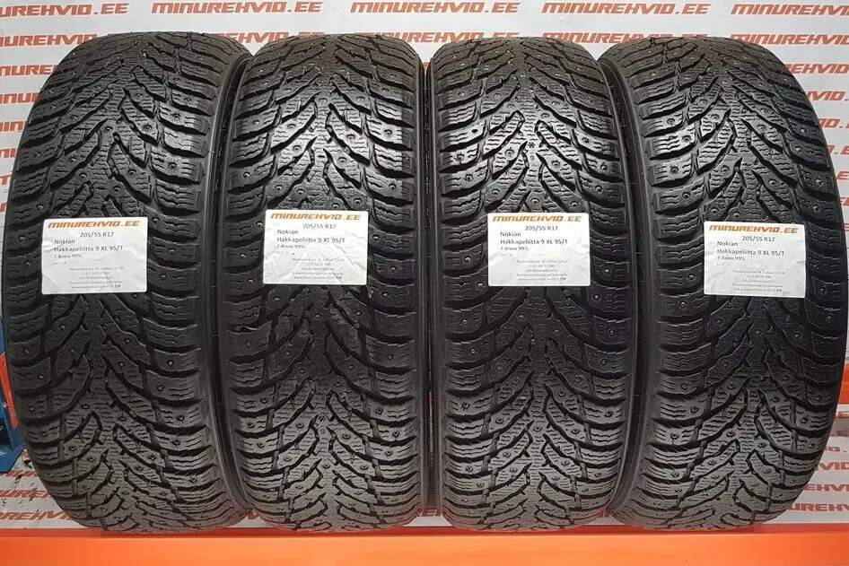 Подержанный шипованная шина 205/55R17 Nokian Hakkapeliitta 9 XL 95/T