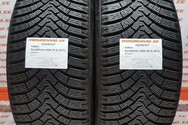 Подержанный нешипованная шина 215/40R17 Falken EuroWinter HS01 FR XL 87/V
