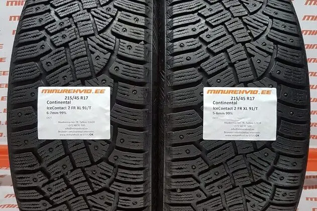 Подержанный шипованная шина 215/45R17 Continental IceContact 2 FR XL 91/T