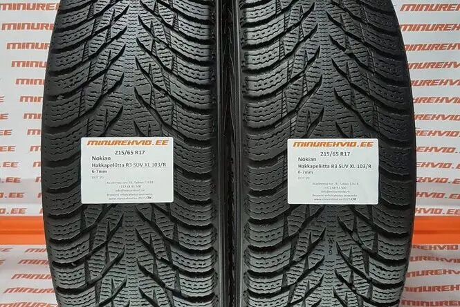 Подержанный нешипованная шина 215/65R17 Nokian Hakkapeliitta R3 SUV XL 103/R