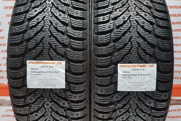 Подержанный шипованная шина 225/45R18 Nokian Hakkapeliitta 9 FR XL 95/T