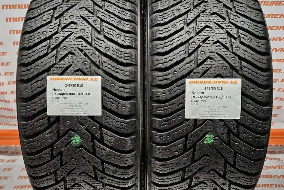 Подержанный шипованная шина 245/50R18 Nokian Hakkapeliitta 8 100/T FRT