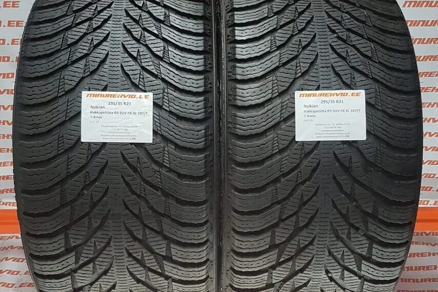Used studless winter tire 295/35R21 Nokian Hakkapeliitta R3 SUV FR XL 107/T