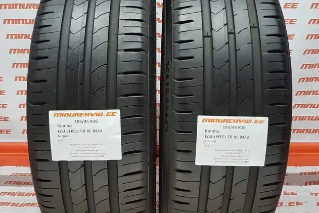 Подержанный летняя шина 195/45R16 Kumho Ecsta HS51 FR XL 84/V