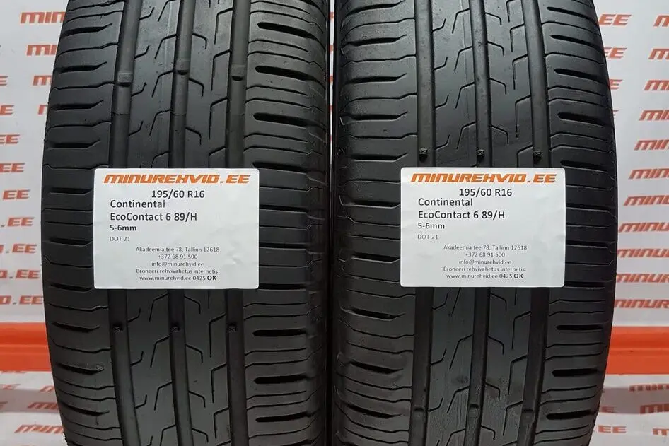 Подержанный летняя шина 195/60R16 Continental EcoContact 6 89/H