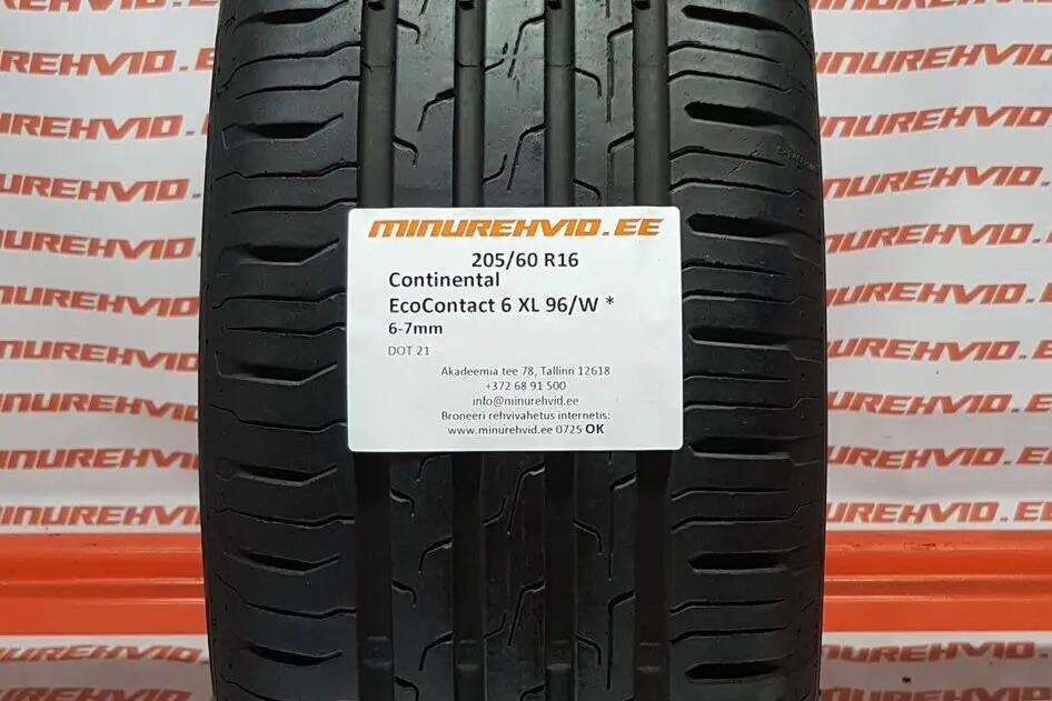 Подержанный летняя шина 205/60R16 Continental EcoContact 6 XL 96/W *