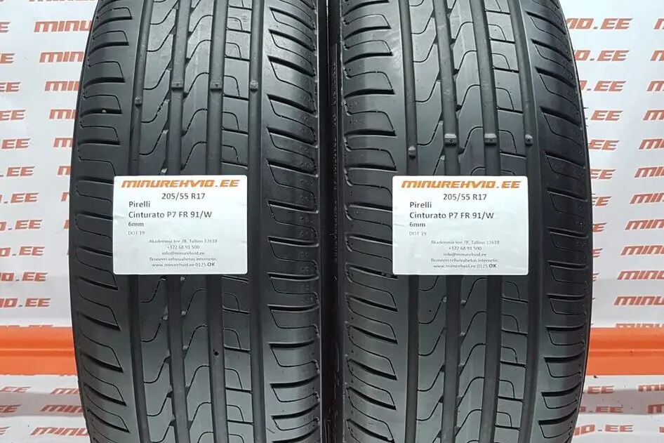 Подержанный летняя шина 205/55R17 Pirelli Cinturato P7 FR 91/W.