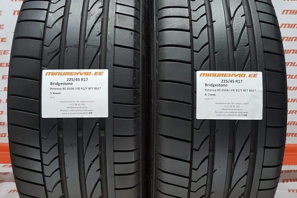 Подержанный летняя шина 225/45R17 Bridgestone Potenza RE050A I FR 91/Y RSC*