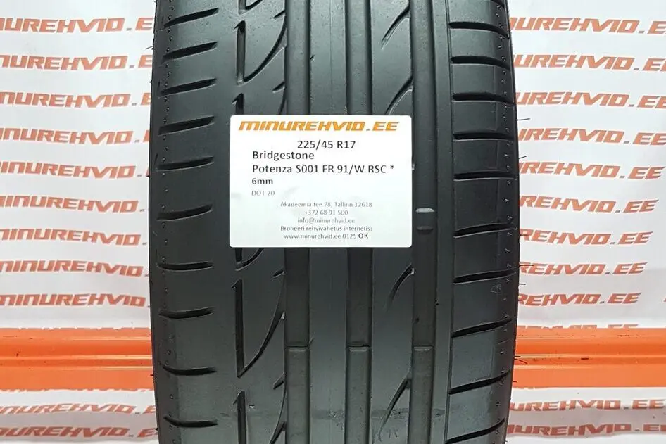 Подержанный летняя шина 225/45R17 Bridgestone Potenza S001 FR 91/W RSC *