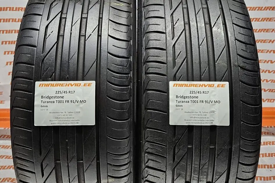 Подержанный летняя шина 225/45R17 Bridgestone Turanza T001 FR 91/V MO