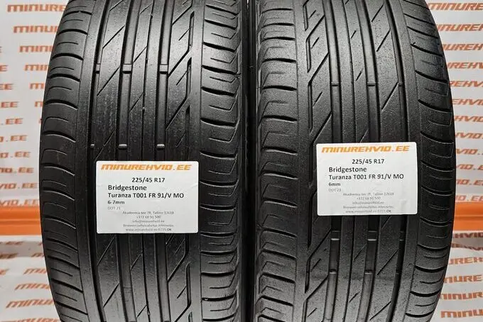 Подержанный летняя шина 225/45R17 Bridgestone Turanza T001 FR 91/V MO.
