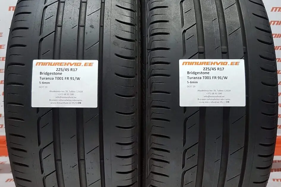 Подержанный летняя шина 225/45R17 Bridgestone Turanza T001 FR 91/W