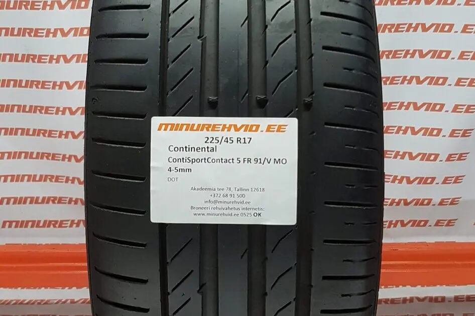 Подержанный летняя шина 225/45R17 Continental ContiSportContact 5 FR 91/V MO