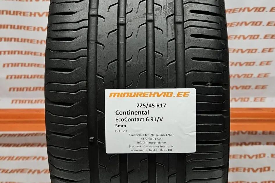 Подержанный летняя шина 225/45R17 Continental EcoContact 6 91/V