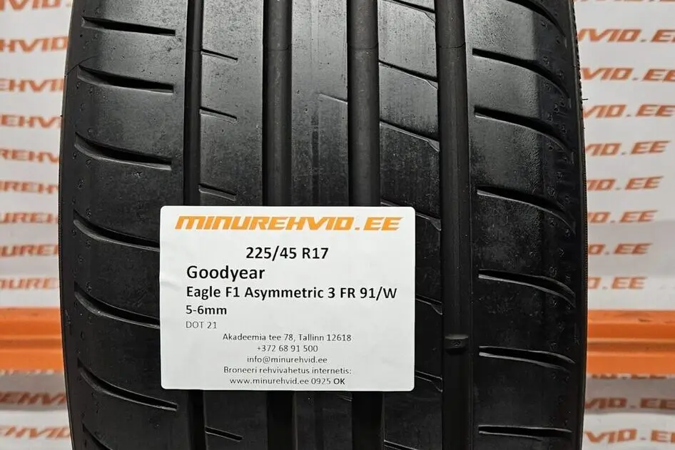 Подержанный летняя шина 225/45R17 GoodYear Eagle F1 Asymmetric 3 FR 91/W
