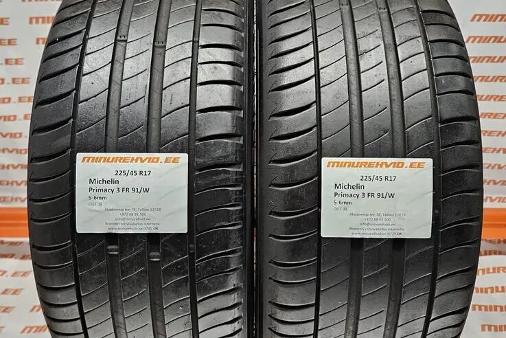 Подержанный летняя шина 225/45R17 Michelin Primacy 3 FR 91/W