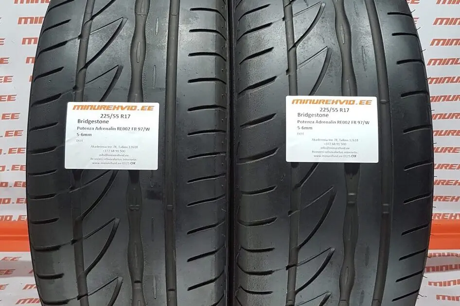 Подержанный летняя шина 225/55R17 Bridgestone Potenza Adrenalin RE002 FR 97/W