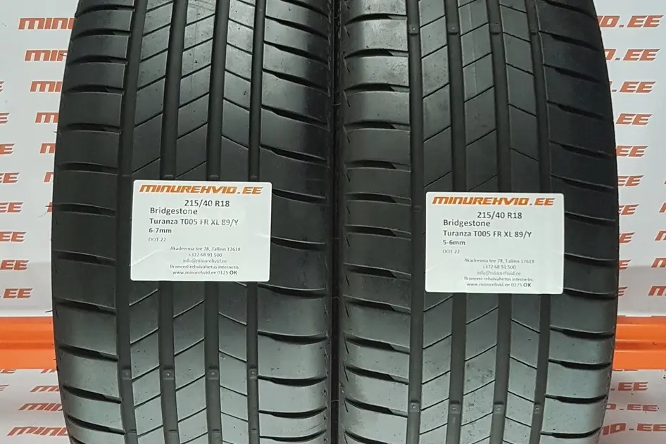 Подержанный летняя шина 215/40R18 Bridgestone Turanza T005 FR XL 89/Y