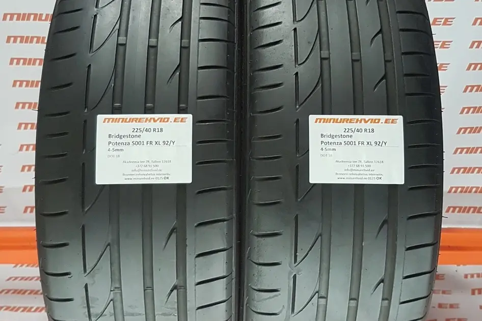 Подержанный летняя шина 225/40R18 Bridgestone Potenza S001 FR XL 92/Y