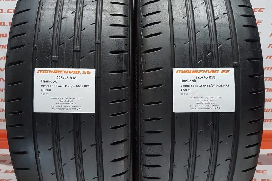 Подержанный летняя шина 225/45R18 Hankook Ventus S1 Evo 2 FR 91/W MOE RSC