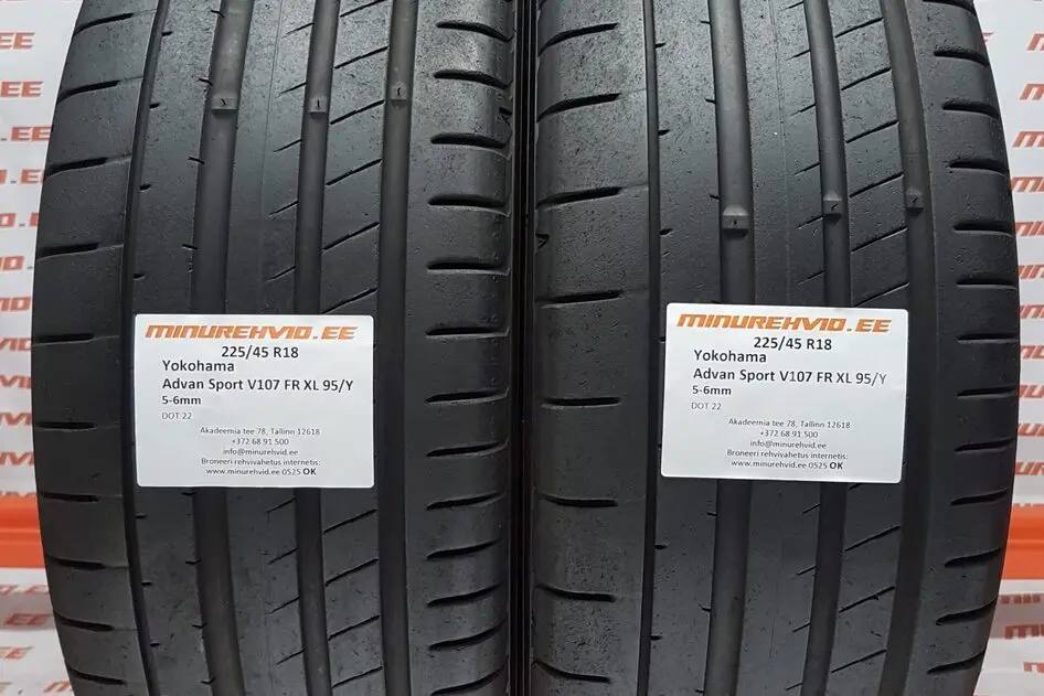 Подержанный летняя шина 225/45R18 Yokohama Advan Sport V107 FR XL 95/Y