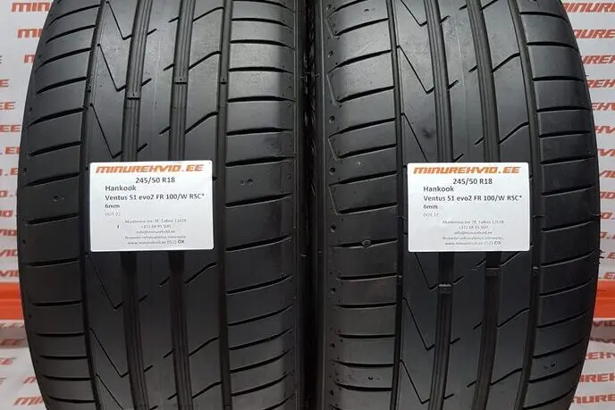 Подержанный летняя шина 245/50R18 Hankook Ventus S1 Evo 2 FR 100/W RSC*