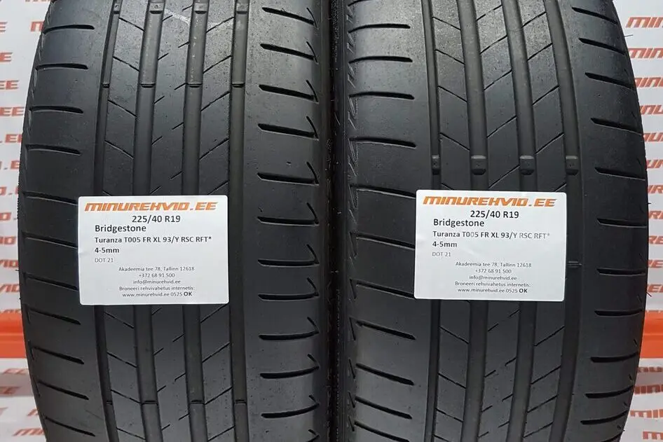 Подержанный летняя шина 225/40R19 Bridgestone Turanza T005 FR XL 93/Y RSC*