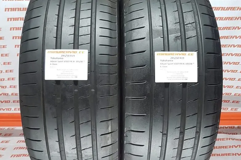Подержанный летняя шина 245/50R19 Yokohama Advan Sport V107 FR XL 105/W *
