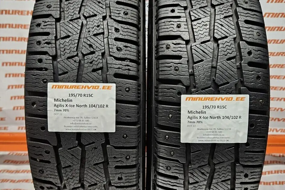 Подержанный шипованная шина 195/70R15 Michelin Agilis X-Ice North 104/102 R.