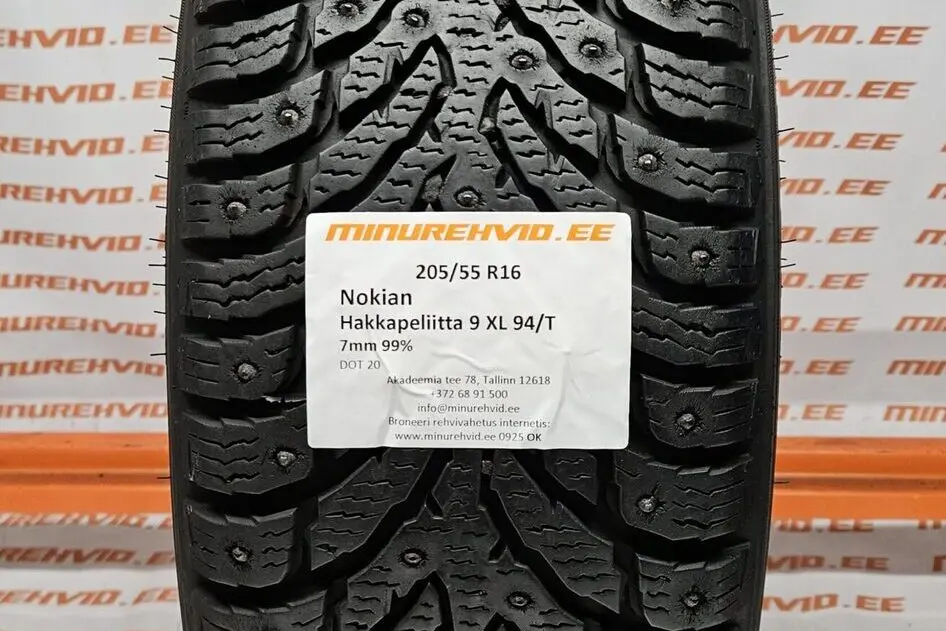 Подержанный шипованная шина 205/55R16 Nokian Hakkapeliitta 9 XL 94/T.