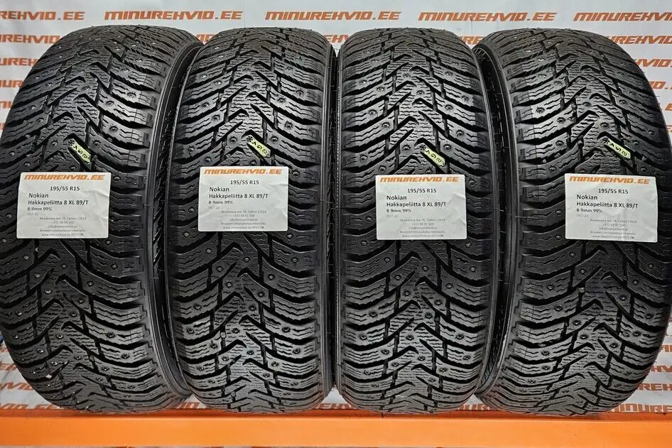 Подержанный шипованная шина 195/55R15 Nokian Hakkapeliitta 8 XL 89/T.