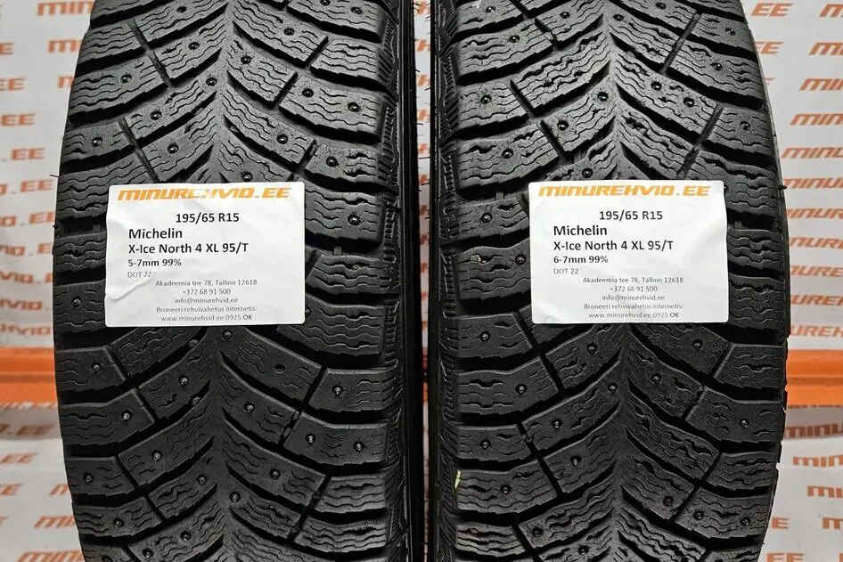 Подержанный шипованная шина 195/65R15 Michelin X-Ice North 4 XL 95/T