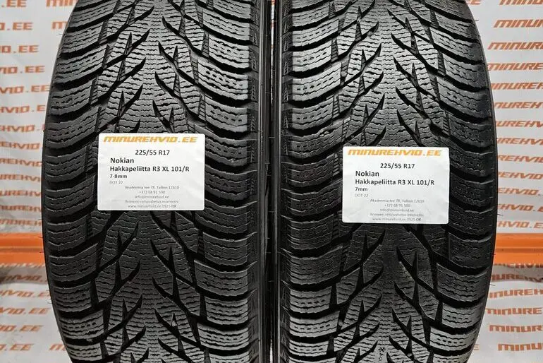 Подержанный нешипованная шина 225/55R17 Nokian Hakkapeliitta R3 XL 101/R
