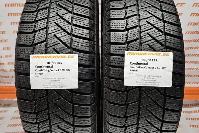Подержанный нешипованная шина 185/60R15 Continental ContiVikingContact 6 XL 88/T