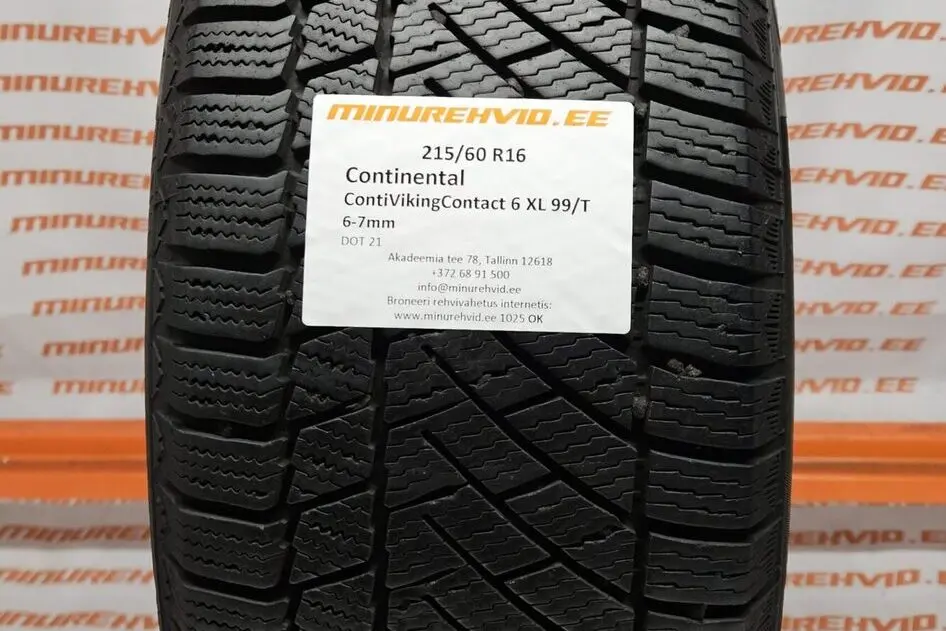 Подержанный нешипованная шина 215/60R16 Continental ContiVikingContact 6 XL 99/T
