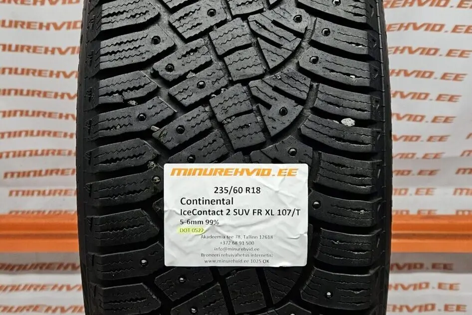 Подержанный шипованная шина 235/60R18 Continental IceContact 2 SUV FR XL 107/T