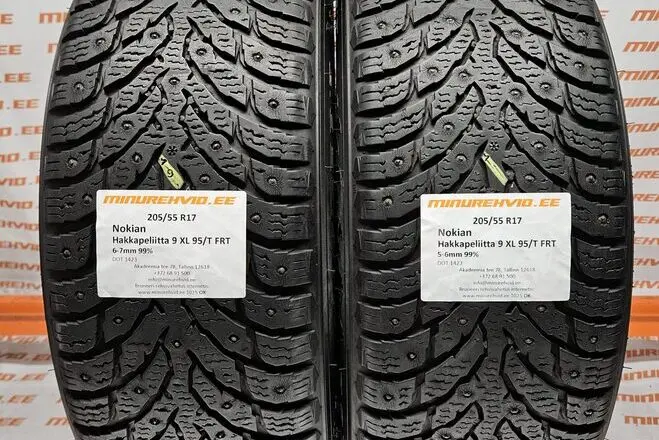 Подержанный шипованная шина 205/55R17 Nokian Hakkapeliitta 9 XL 95/T FRT