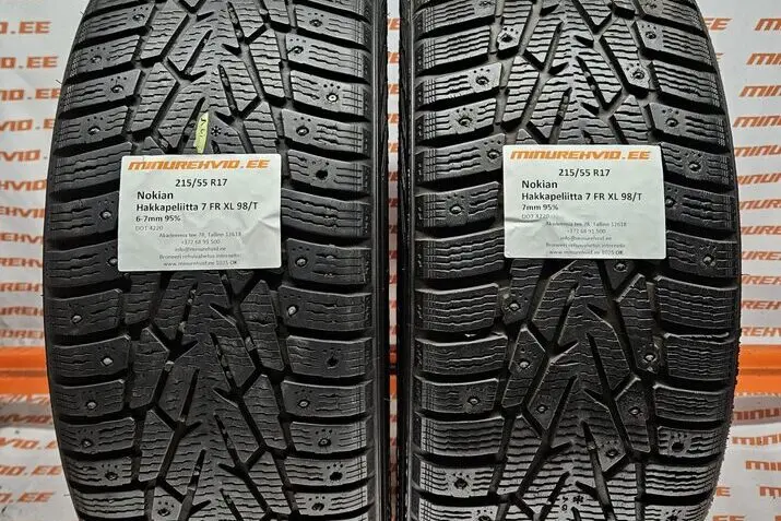 Подержанный шипованная шина 215/55R17 Nokian Hakkapeliitta 7 FR XL 98/T
