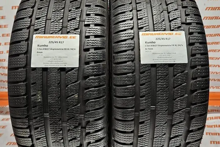 Подержанный нешипованная шина 225/45R17 Kumho I´Zen KW27 Asymmetric FR XL 94/V