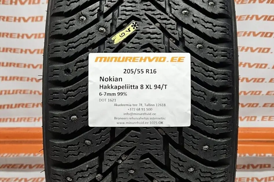 Kasutatud naastrehv 205/55R16 Nokian Hakkapeliitta 8 XL 94/T 1621
