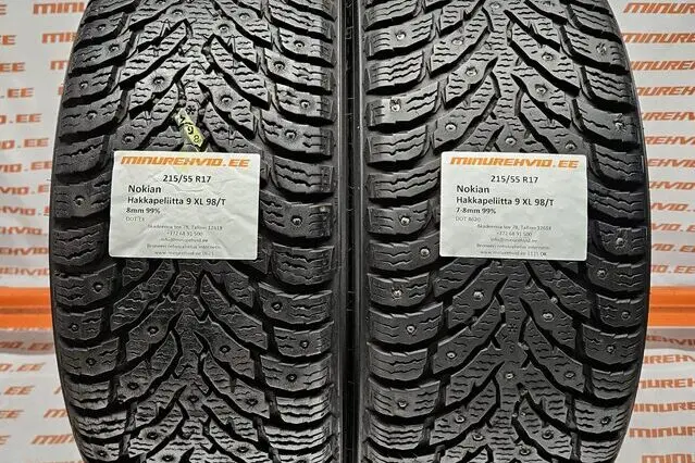 Used studded tire 215/55R17 Nokian Hakkapeliitta 9 XL 98/T.