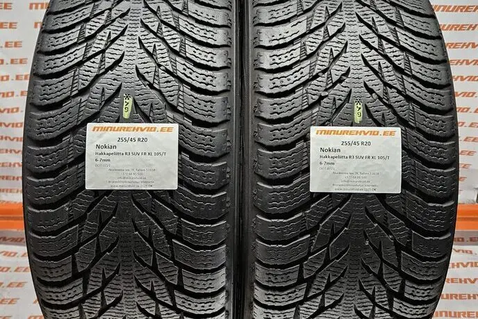 Used studless winter tire 255/45R20 Nokian Hakkapeliitta R3 SUV FR XL 105/T