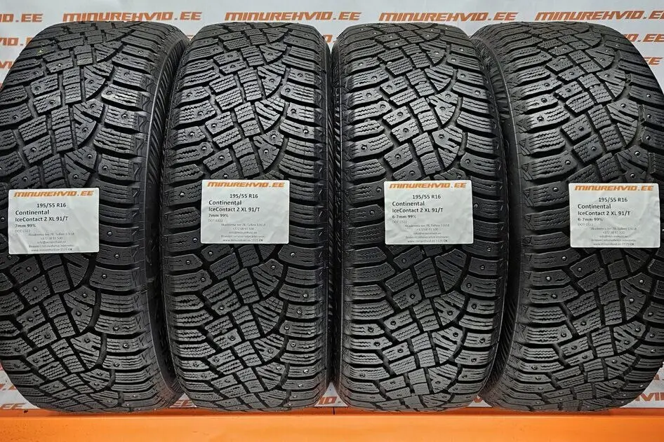 Used studded tire 195/55R16 Continental IceContact 2 XL 91/T 0322