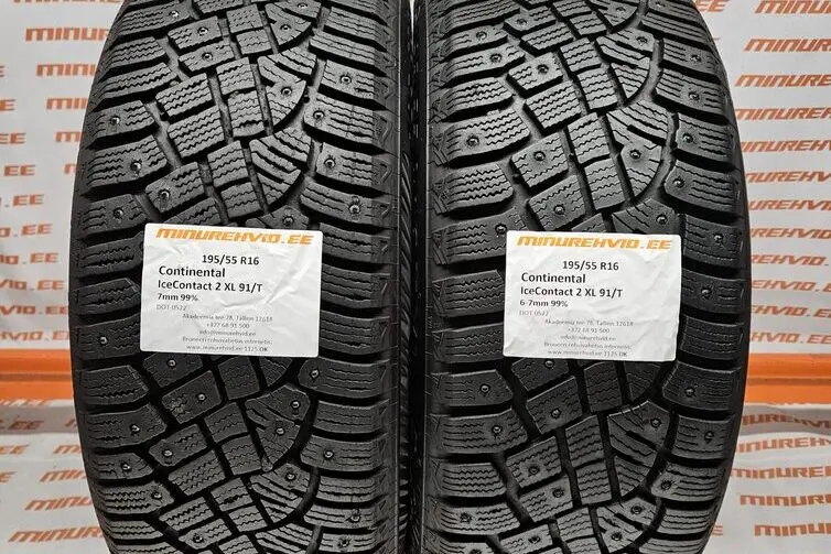 Used studded tire 195/55R16 Continental IceContact 2 XL 91/T 0522/