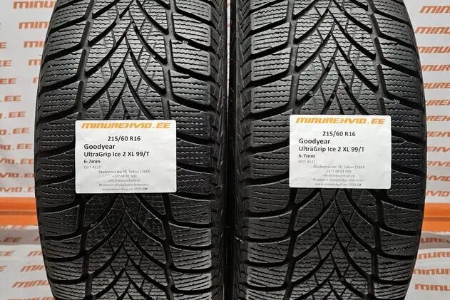 Used studless winter tire 215/60R16 GoodYear UltraGrip Ice 2 XL 99/T