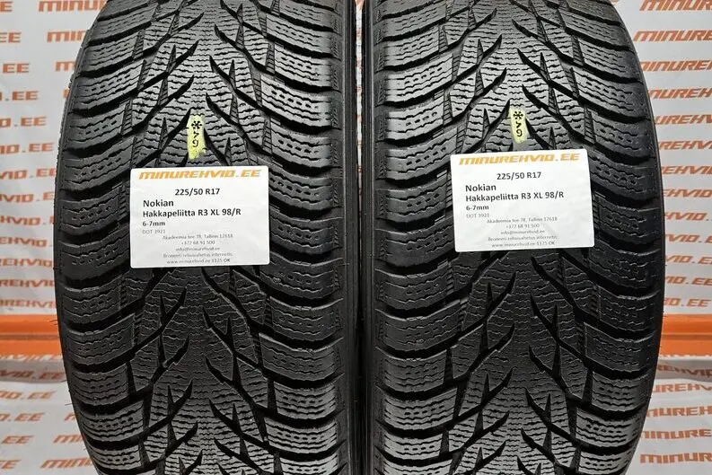 Used studless winter tire 225/50R17 Nokian Hakkapeliitta R3 XL 98/R