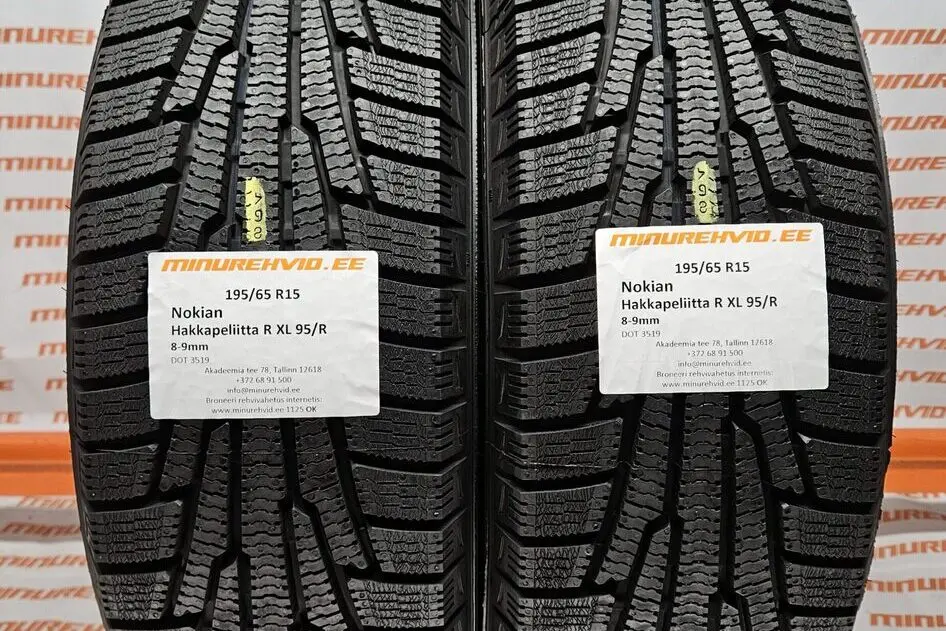 Used studless winter tire 195/65R15 Nokian Hakkapeliitta R XL 95/R