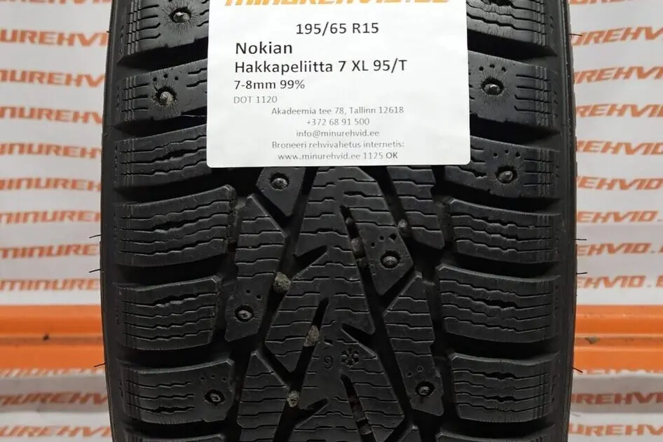 Used studded tire 195/65R15 Nokian Hakkapeliitta 7 XL 95/T